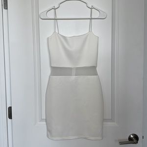 Missguided white bodycon mesh panel cocktail party dress - size 4